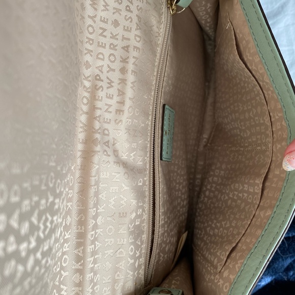 Kate Spade Mint Green Leather Perforated Flap Shoulder Bag - Picture 11 of 14